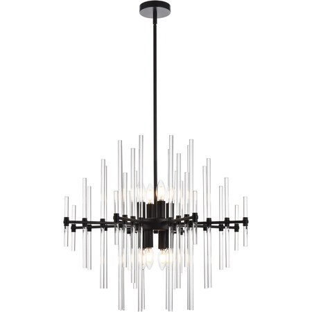 Elegant Lighting Sienna 27 Inch Crystal Rod Pendant In Black 2502D27BK